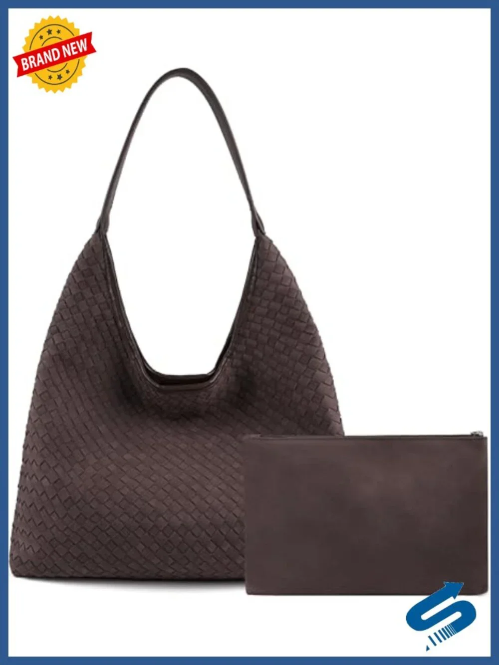 Vegan Leather Slouchy Hobo Bag Large Capacity Tote with Clutch Shoulder Bag